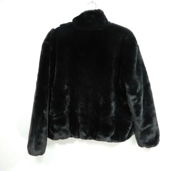 NIKE Faux Fur Plush Swoosh Teddy JACKET Size S Oversized Black Fossil Logo NEW - Picture 9 of 11